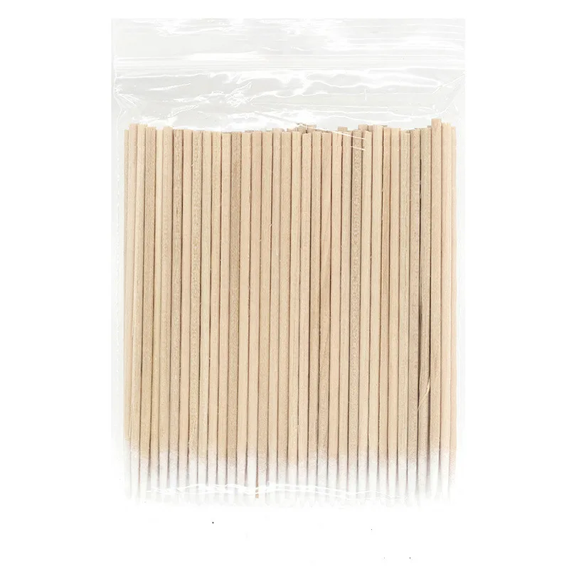 100/200pcs Disposable Wooden Cotton Stick Swabs Micro Brushes Eyelash Extension Glue Removing Tools For Beauty Makeup And Tattoo 6