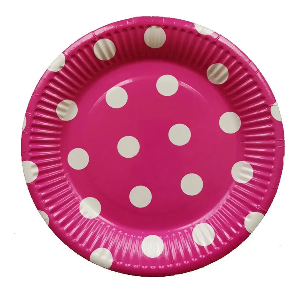 

Children DIY Birthday Paper Plates Tableware Party Round Disposable Dot Plates Home