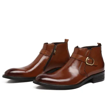 

Men Shoes Cowhide Boots Men Cowhide Boots Botas Hombre Black Brown Work Shoes Formal Wear Wedding Shoes Pointed Toe Ankle Rubber