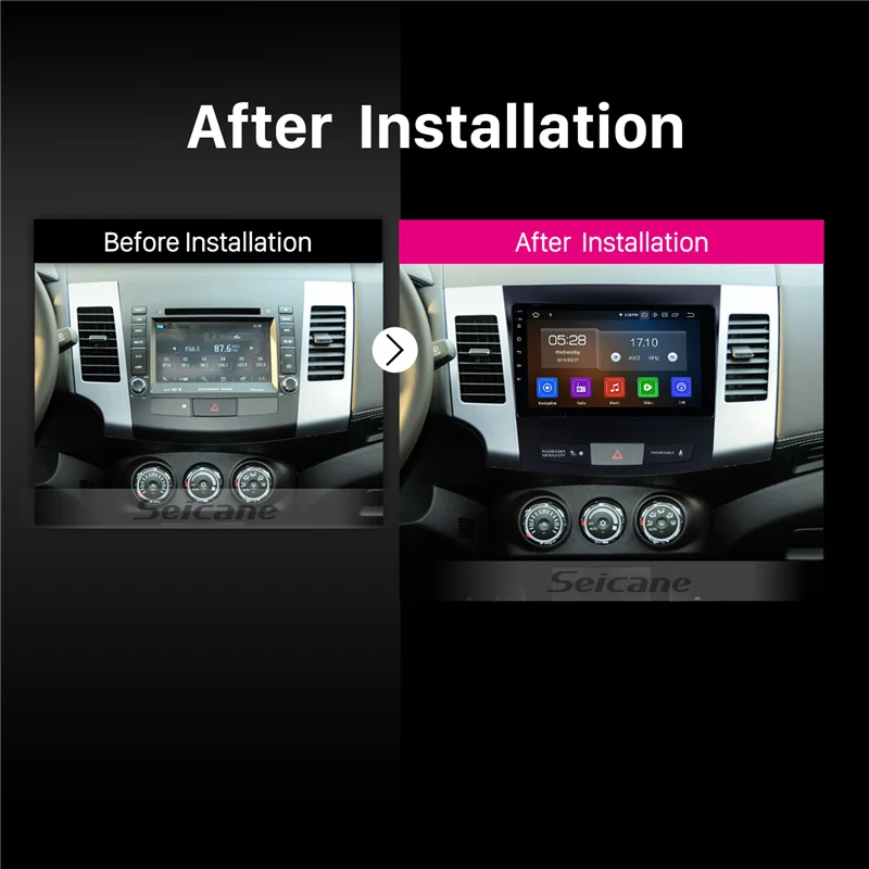 Clearance Seicane 9 inch Android 9.0 Car Radio GPS navigation Unit Player for 2006-2014 Mitsubishi OUTLANDER Bluetooth 4G WIFI 5