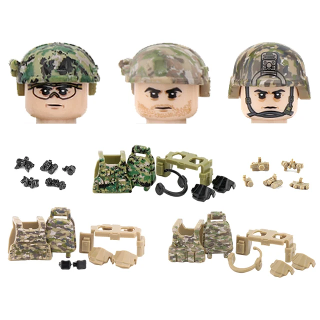 Modern Army Special Forces Soldier Figures Equipment Building Blocks Military Weapon Camouflage Vest Helmet Part Bricks Toy Kids 1