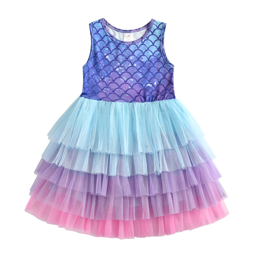 VIKITA Lace Layered Dress for Girls Toddlers Princess Party Prom Dresses Kids Tutu Dress Children Sleeveless Summer Clothes cheongsam