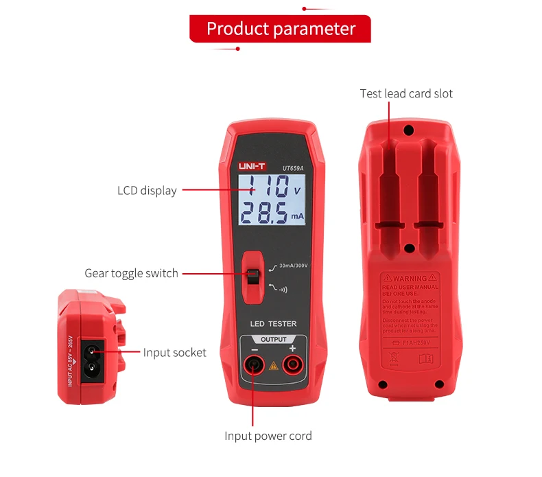 de teste de led com saída de 0 a 300v, ut659a, ut659d
