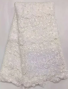 

High Quality African Chemical Lace Fabric Water Soluble white Color Nigerian Guipure Wedding Dress African Lace Fabrics R6495