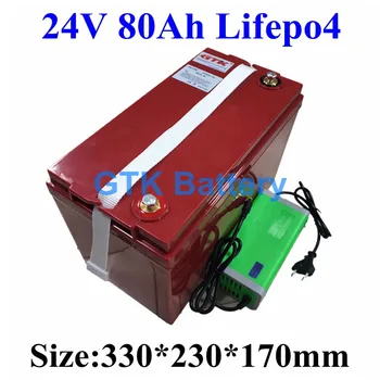 

2400W 24V 80Ah LiFePO4 lithium battery For Solar,EV,RV,Marine,Motor Golf UPS motor 2500cycles lifepo4 battery+5A charger