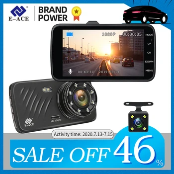 

E-ACE Car DVR 4 Inch Auto Camera Dashcam Dual Lens Video Recorder FHD 1080P Registrator With Rear View Camera
