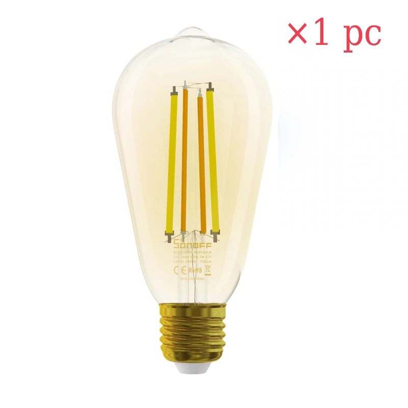 SONOFF WIFI Smart Bulb 7W Filament E27 Lamp B02F-ST64 / B02-F-A60 LED Light for eWelink APP Work with Alexa Google Home Voice 