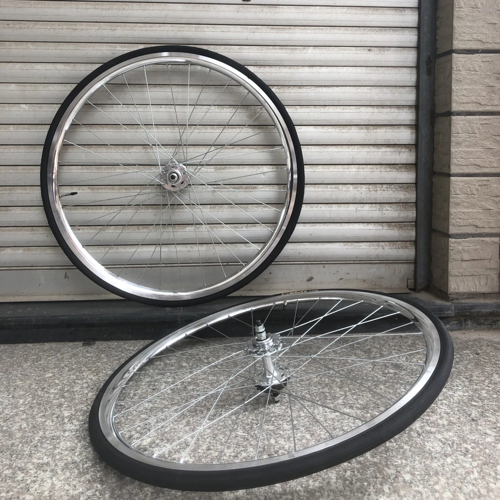 Fixie обод колеса велосипеда с шинами серебристого цвета 20 мм 700C обод колеса велосипеда Односкоростной велосипед Винтажный велосипед с фиксированной передачей алюминиевый сплав