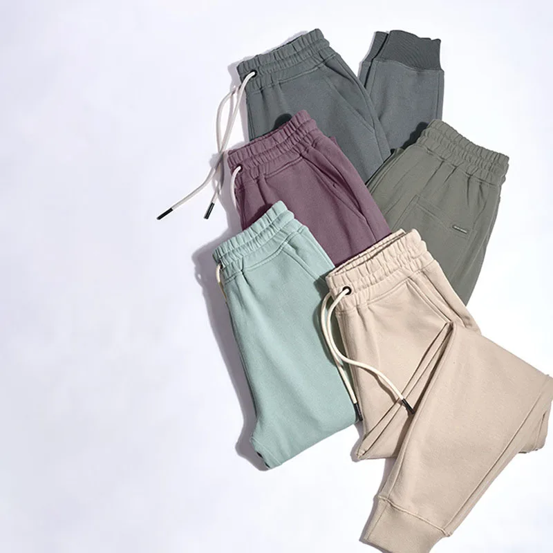 

Solid Color Casual joggers Pants Men Brand Sweatpants Fashion Multicolor 360g cotton Pants male four seasons Drawstring trousers