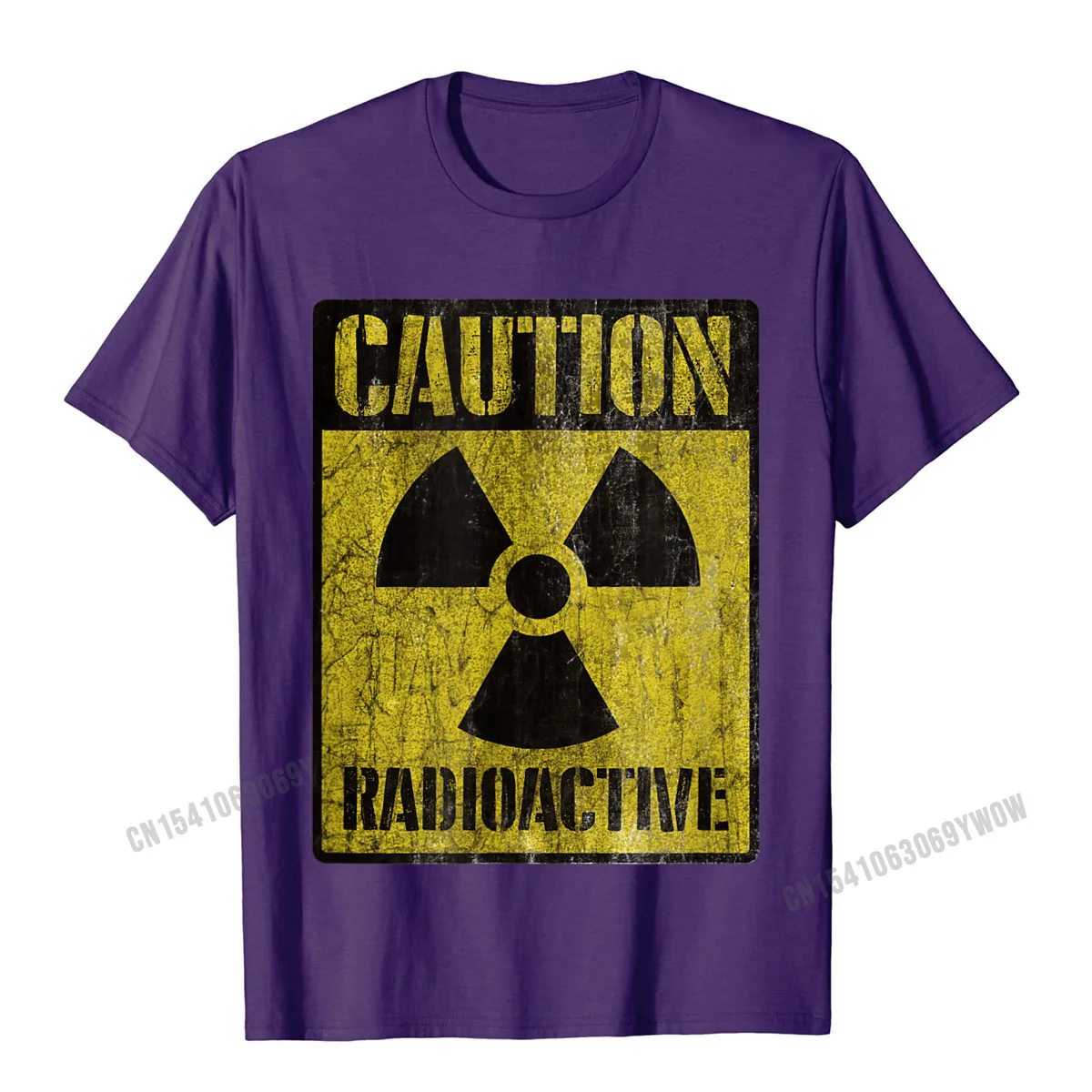 Men's Grunge Caution Radioactive Graphic Cotton T-Shirt - New Funny Design 2023