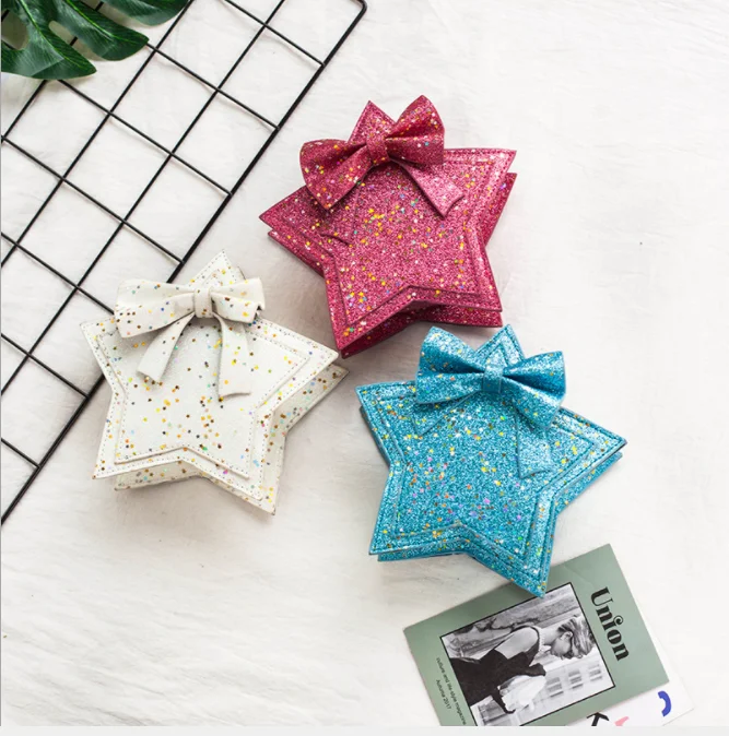 Детская маленькая сумка со звездой, детские сумки, сумки через плечо, сумка для маленьких девочек, плюшевые рюкзаки, сумка-мессенджер, Милые Блестки