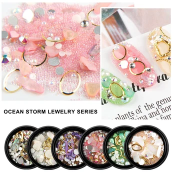 

1 Box Accessories Ocean Storm Rhinestone Mixed Nail Art Decoration Fingernial Tips Beauty Manicure Accessories Tools DIY