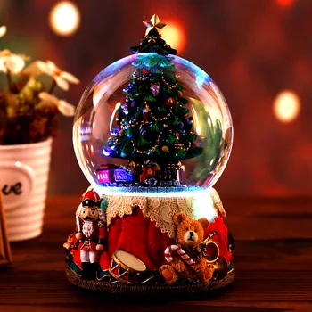 

Rotatable Luminous Music Boxes Crystal Ball Resin Music Box With Light Christmas Tree Christmas Gift For Friend Home Decoration