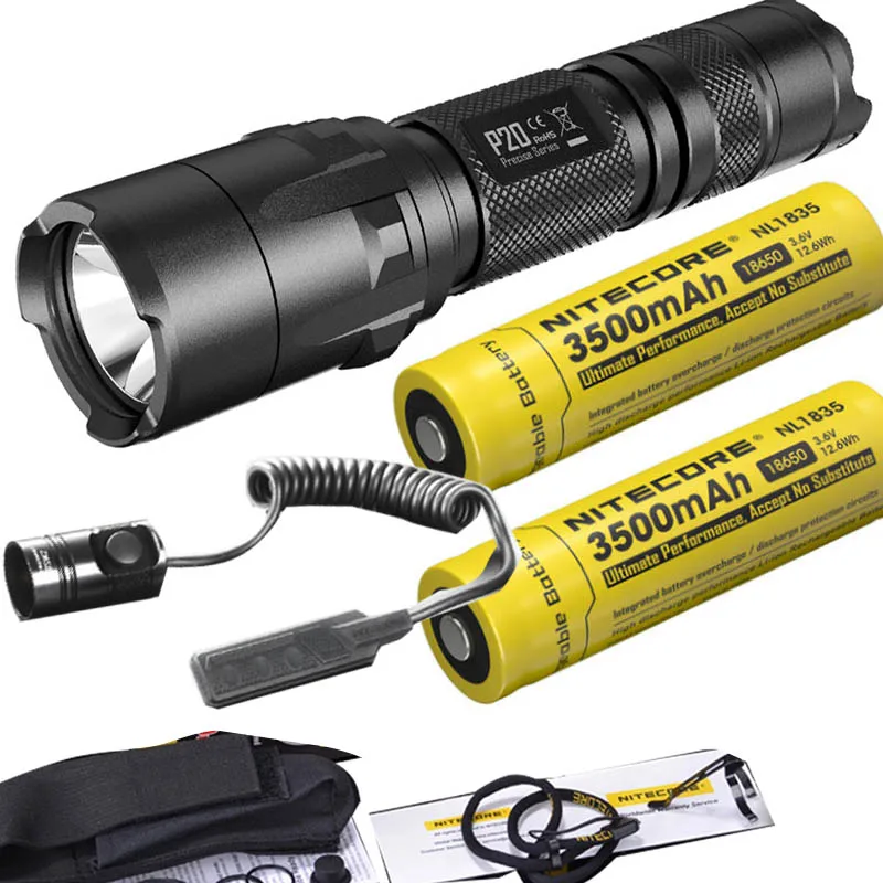 NITECORE P20 фонарь CREE XM-L2(U2) светодиодный Макс. 800 лм луч двойной переключатель задний светодиодный фонарь для спорта на открытом воздухе с RSW2