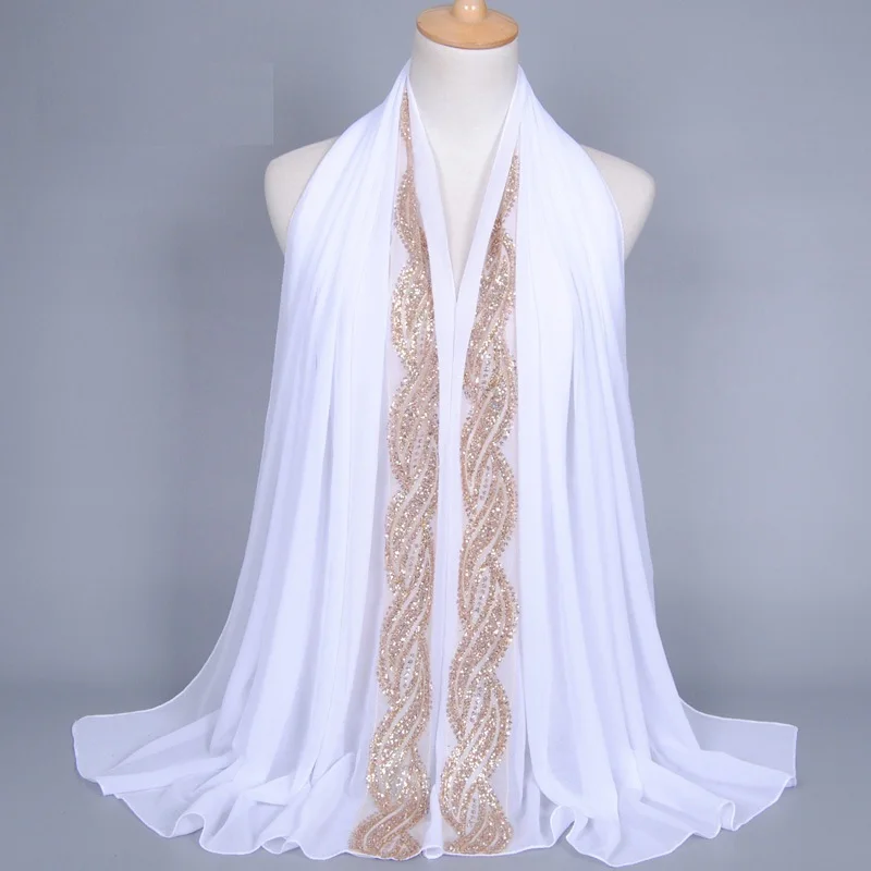 

80*170cm malaysia women muslim chiffon hijab scarf with diamonds femme musulman glitter headscarf islamic hijab shawls wraps