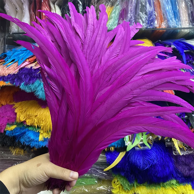 

50pcs/lot Rose Sale Chicken Tail Feathers 16-18inches/40-45cm Plumes Home Dancers Party Accessories Carnival
