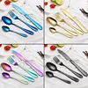 2022 Multi-Colors Rainbow Cutlery Set Dinnerware Set Black Cutlery Kit Fork Knife Stainless Steel Silverware Home Tableware Set ► Photo 3/6