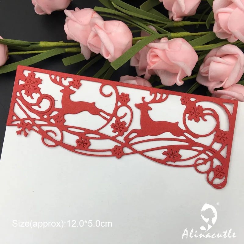 

Die Cut Metal Cutting die Christmas Deer Vine Border Edge Scrapbooking Paper Craft Handmade Card Punch Art Cutter Alinacutle