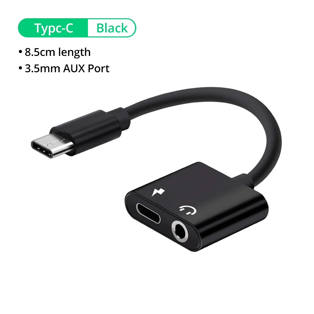 Black USB C Cable GUUGE type-C кабель конвертер до 3,5 мм 2 в 1 разъем передачи для huawei mate 30 RS зарядки типа C наушников адаптер - Цвет: Black USB C Cable