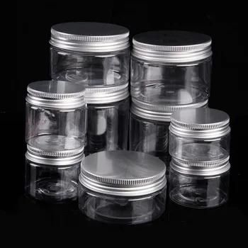 

1PC 30-250ml Aluminum Cap Refillable Cosmetic Tin Pot Lip Balm Jar Containers Oil Wax Empty Transparent Sample Bottle Container