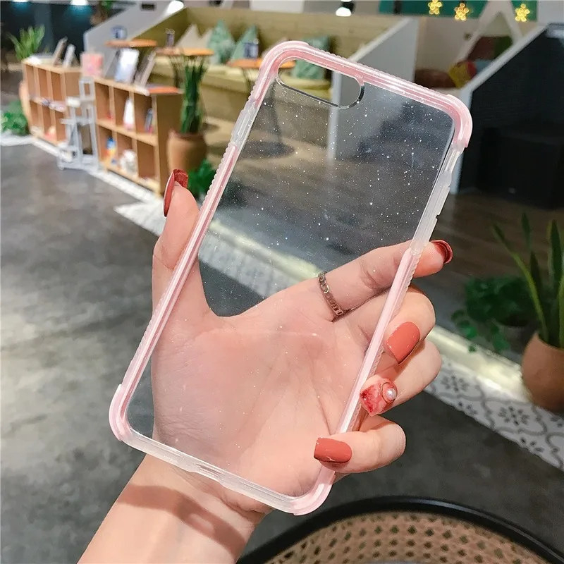 Блестящий прозрачный силиконовый чехол для iPhone 12 Mini 11 Pro Max XR XS мягкий бампер 5 SE 6S 7