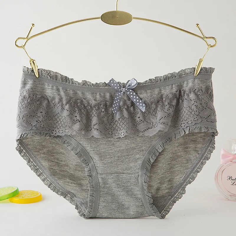 

Cotton Colorful Briefs Panties Underwear Underpants with Sweet Lace Bow Big Girl's Young 12-16 Years Young summer