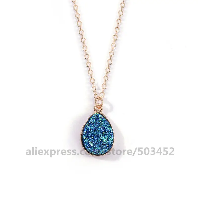 300 шт/партия, ожерелье-чокер с кристаллами в виде капель воды, простые женские цепочки, ожерелья, темперамент, крутые ювелирные изделия, ожерелья - Окраска металла: blue