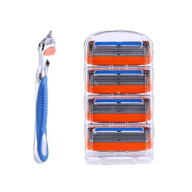 1 soporte+ N cuchillas de maquinilla de afeitar para hombre cuchillas de afeitar de 5 capas compatibles con la maquinilla de af - Цвет: 4 blades 1 handle