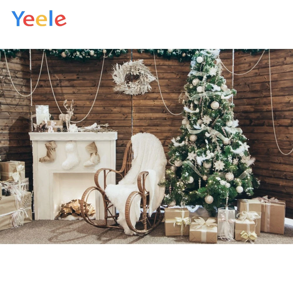 

Christmas Backdrop Tree Wood House Gift Newborn Baby Birthday Party Photography Background For Photo Studio Photocall Photophone