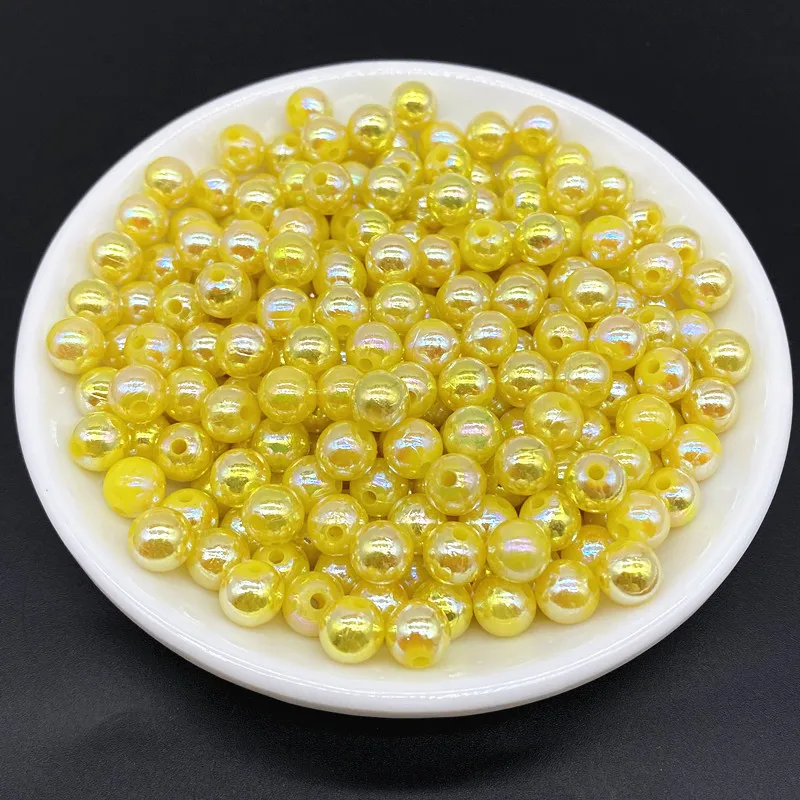 200 Perles Acryliques Rondes 10mm AB - Couleur Transparente Irisé, Perles Entretoise