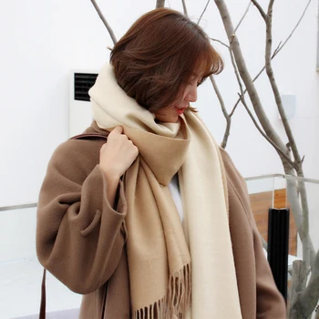 

Autumn And Winter Double-Sided Dual-Use Scarf Men And Women Thick Warm Solid Color Shawl Couple Wild Imitation Cashmere Scarf