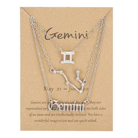 12 Constellation Pendant Necklaces Couple Lover Fashion Cardboard Star Zodiac Sign Charm Pisces Necklace Jewelry Gifts