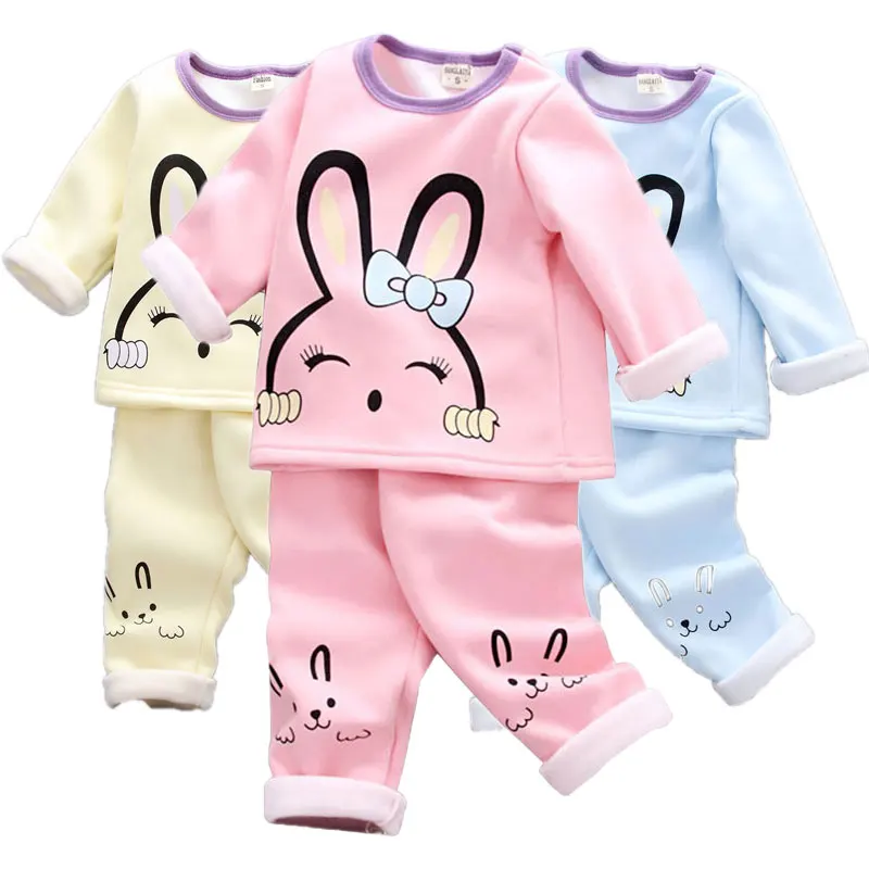 

Baby girl clothes baby two-piece new cotton thick warm clothing baby clothes cartoon print pajamas sportswear baby clothes