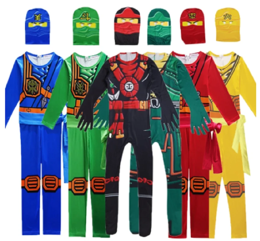 

Hot Sell Ninja Cosplay Costumes Boy Jumpsuits Sets Halloween Christmas Party Clothes Ninja Superhero Streetwear Suits