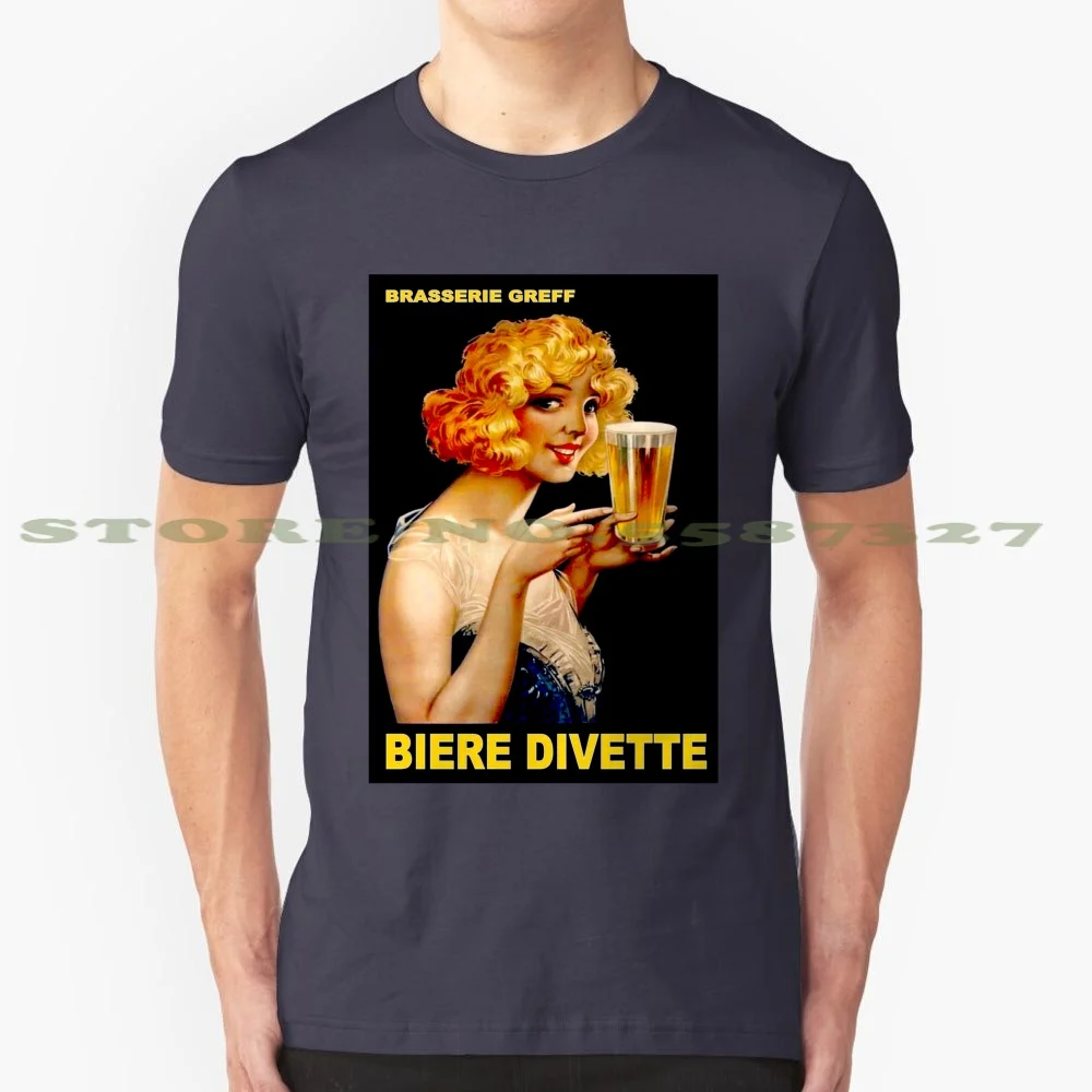 Biere Divette: Винтаж реклама пива графический принт под заказ Забавный горячая