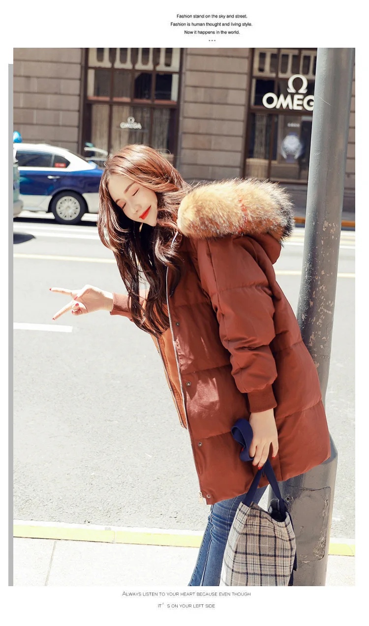 Winter fashion brand good quality longer real duck down coat female real fur collar hooded warm coat down wq701 dropship