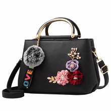 Женская сумка, кожаная сумка, женская сумка на плечо, сумка-тоут с цветами в виде ракушки, женская сумка с заклепками и меховым шаром, роскошная дизайнерская женская сумка