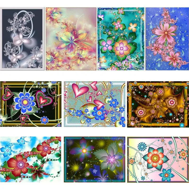 

Flowers DIY 5D Full Drill Diamond Painting Embroidery Cross Stitch Kit Rhinestone Crystal Home Decoration Craft