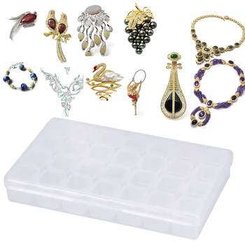 

Durable 28 Slots Empty Clear Nail Art Decoration Rhinestone Gem Bead Container Storage Box Nail Jewelry Box Storage Box Tool