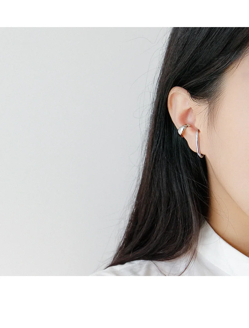 F.I.N.S женский в Корейском стиле S925 Стерлинговое Серебро Серьги INS минималистичные c-типа серьги двухцветные простой дизайн хорошее ювелирное изделие