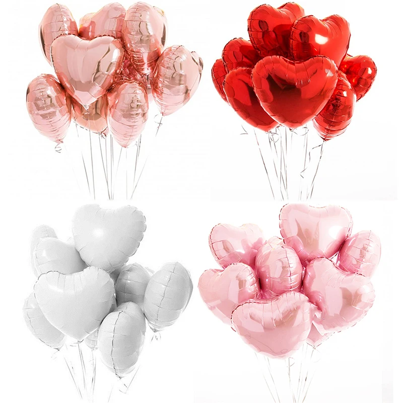 

5PCS 18inch Baby Shower Foil Balloon Pink Red Love Heart Shaped Helium Air Ball Wedding Birthday Party Decoration adult Balloons