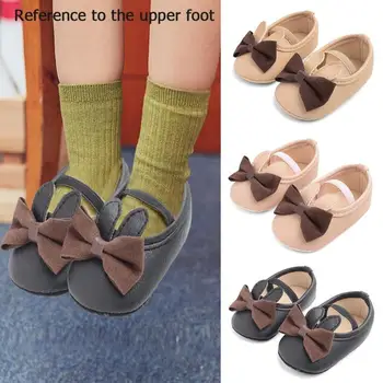 

Baby Girl Soft Sole Anti-slip Shoes Super Flexible Artificial PU Point Rubber Sole Sequined Shiny Bow Princess Toddler Shoes