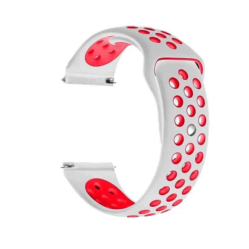 NO.27 WHITE RED 10 шт./упак. силиконовый ремешок для Xiaomi Huami Amazfit Bip GTS GTR 42 мм 47 мм Stratos темп ремешок для часов для huawei Watch gt2 honor magic - Цвет: NO.27 WHITE RED