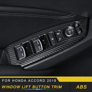 

4pcs Auto Car-styling Window Lift Button Trim Stickers Covers Interior Accessories for Honda Accord 2018-2020