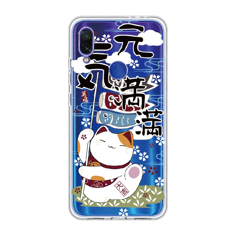 4 Кои вишня в цвету Lucky Cat для Xiaomi mi Red mi Note 5, 6, 7, 8, 9, lite Pro Plus мягкий TPU Crystal тонкий защитный прозрачный чехол - Цвет: 4