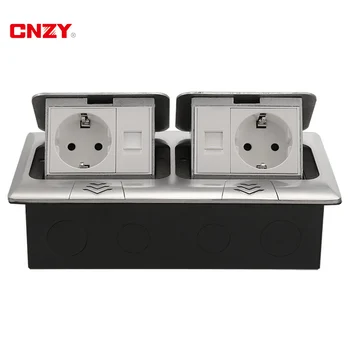 

USB network socket telephone German standard British standard socket all aluminum panel standard pop-up floor socket power suppl