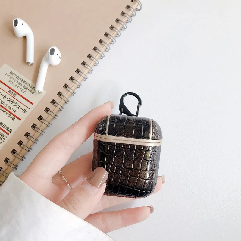 Модный кожаный чехол для наушников Airpods 2 Airpod 1 чехол бизнес-корпусы гарнитурные Airpods кожаный корпус-брелок для ключей аксессуары