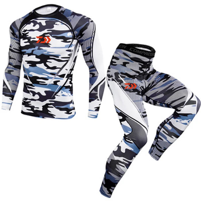 DAIWA комплект одежды для рыбалки футболка с длинным рукавом Осень Джерси одежда+ штаны открытый солнцезащитный крем УФ Блокировка дышащий Быстросохнущий - Цвет: 1