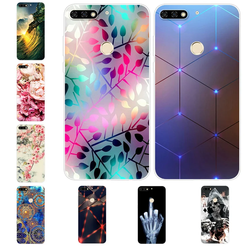 

For Huawei Y7 Pro 2018 Case Silicone Print Soft TPU Cover For Huawei Y7 Prime 2018 Case Fundas Coque Honor 7C Case 5.99" Capas