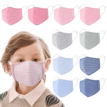 

2 Pcs/1 Set Adjustable Solid Cotton Masks Daily Respirator Keep Warm Cotton Striped Mask Simple Pattern Anti Dust Mouth Mask